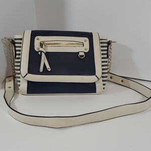 Kelly&Katie Cream and Blue Striped Crossbody